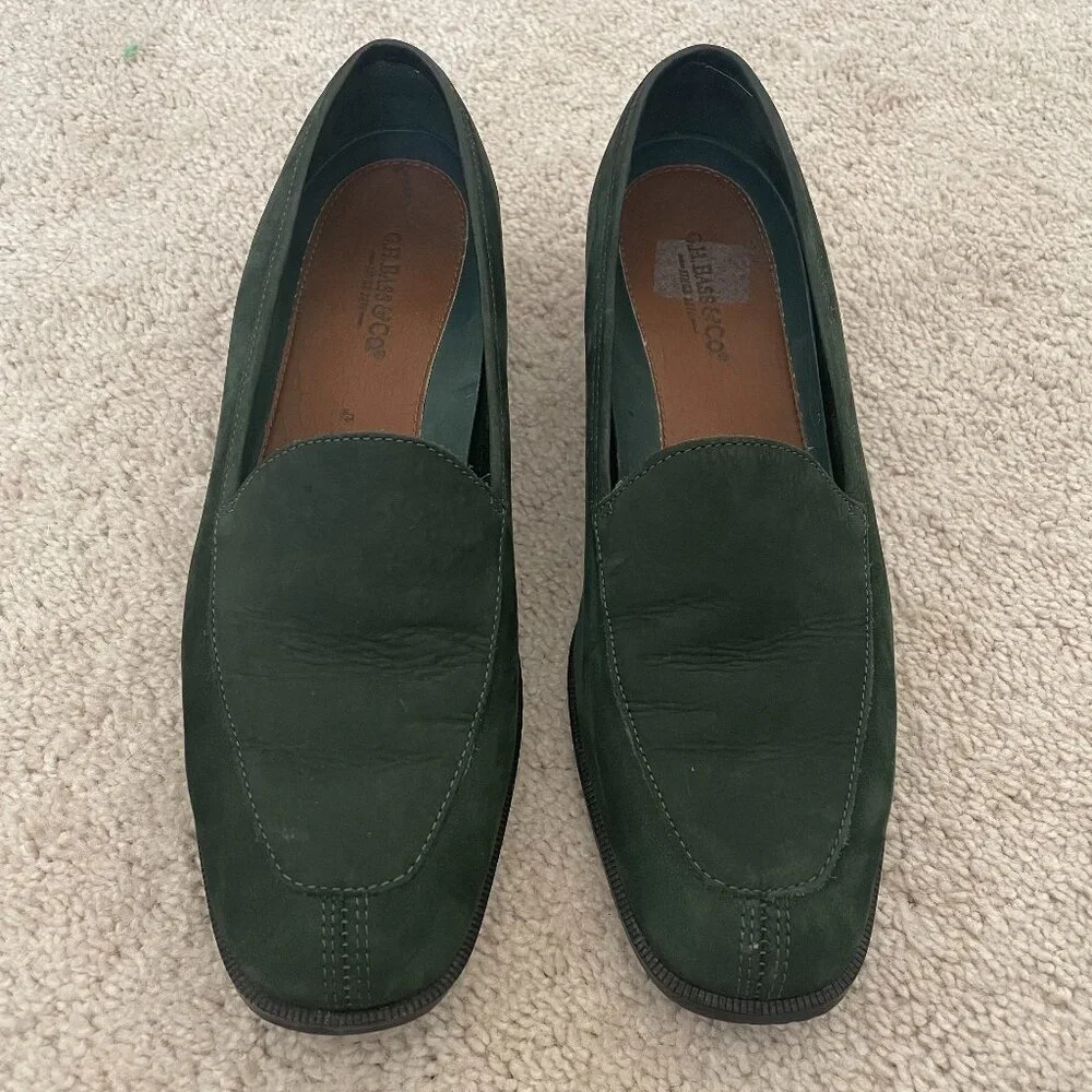 G.H. Bass Willa Weejuns Green Suede Loafers – Women’s Size 10, Classic Flats - Picture 1 of 7